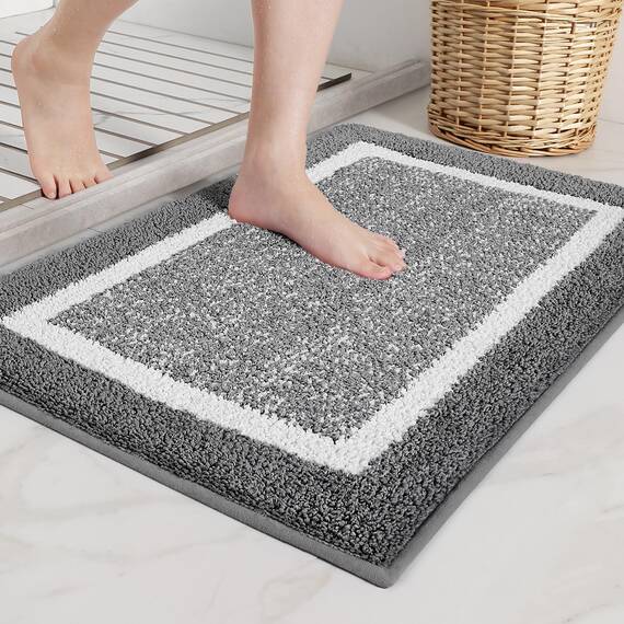 COLOR&GEOMETRY Kleine Badteppiche rutschfest Waschbar Absorbierende Badvorleger Weiche Badezimmerteppich Badematte für Badezimmer, Dusche, Badewanne, Waschküche Dunkelgrau, 60 x 150 cm