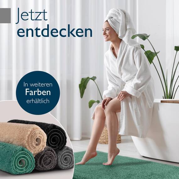 Beautissu Badvorleger rutschfest Waschbar 80x50 cm – Duschvorleger Hochflor Badematte rutschfest Shaggy – Flauschig Badvorleger Badezimmerteppich – Badezimmer Badematte Mintgrün BeauMare FL
