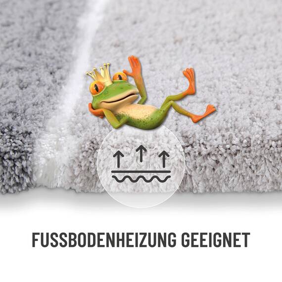 Homie Living Badteppich, Badematte kuscheliger Flauschiger weicher Flor | rutschfest und Waschbar Rio Marina (60 x 100 cm, grau Multi)