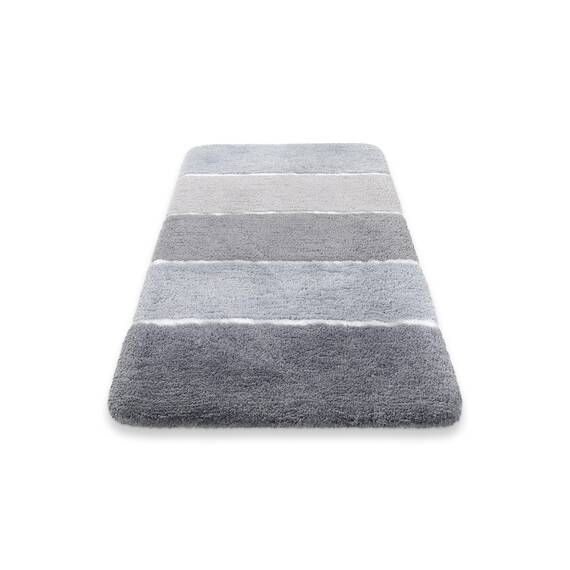 Homie Living Badteppich, Badematte kuscheliger Flauschiger weicher Flor | rutschfest und Waschbar Rio Marina (55 x 65 cm, grau Multi)