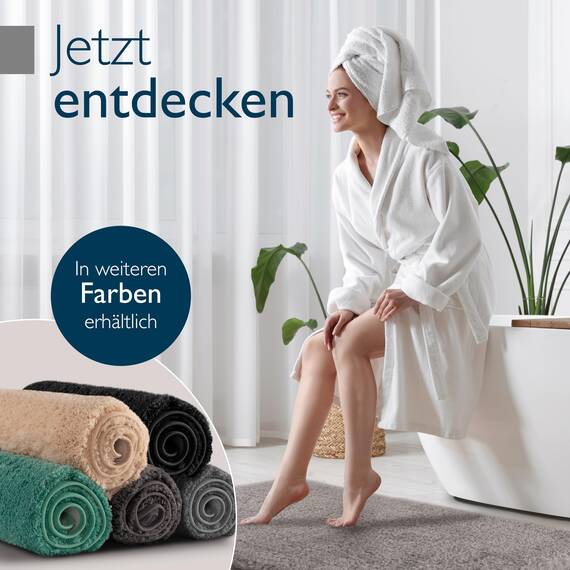 Beautissu Badvorleger rutschfest Waschbar 80x50 cm – Duschvorleger Hochflor Badematte rutschfest Shaggy – Flauschig Badvorleger Badezimmerteppich – Badezimmer Badematte Grau BeauMare FL
