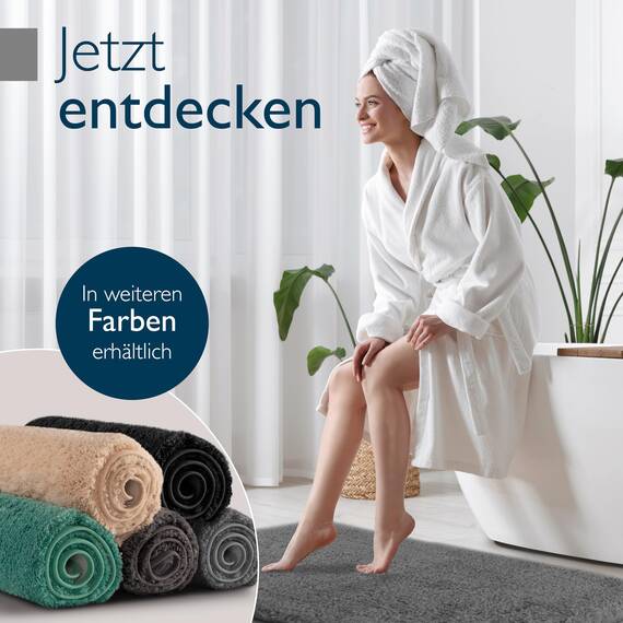 Beautissu Badematte rutschfest 100x60 cm – Duschvorleger Hochflor Badteppich rutschfest Waschbar Shaggy Optik – Flauschig Badvorleger Badezimmerteppich Groß – Badematte Anthrazit BeauMare FL