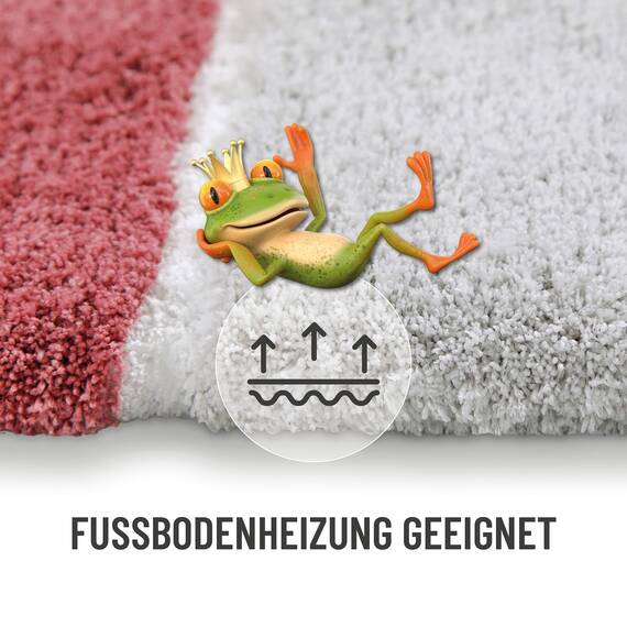 Homie Living Badteppich, Badematte kuscheliger Flauschiger weicher Flor | rutschfest und Waschbar Rio Marina (80 x 150 cm, Puder rosa)