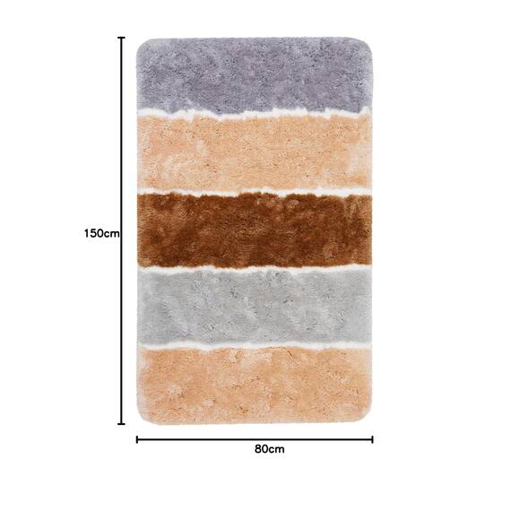 Homie Living Badteppich, Badematte kuscheliger Flauschiger weicher Flor l rutschfest und Waschbar Rio Marina (80 x 150 cm, Lachs Grau Braun)
