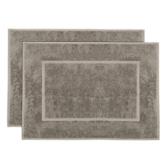 ZOLLNER 2er Set Badematten in 50x70 cm - saugstarke und Flauschige Badvorleger aus Baumwolle - bis 60°C waschbar - für Fußbodenheizung geeignet - in Fango - Hotelqualität