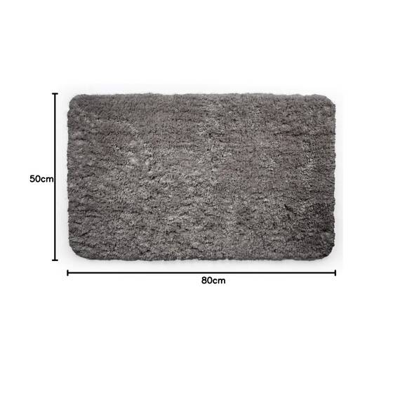 Beautissu Badvorleger rutschfest Waschbar 80x50 cm – Duschvorleger Hochflor Badematte rutschfest Shaggy – Flauschig Badvorleger Badezimmerteppich – Badezimmer Badematte Anthrazit BeauMare FL