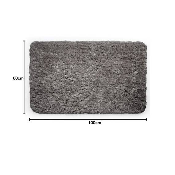 Beautissu Badematte rutschfest 100x60 cm – Duschvorleger Hochflor Badteppich rutschfest Waschbar Shaggy Optik – Flauschig Badvorleger Badezimmerteppich Groß – Badematte Anthrazit BeauMare FL