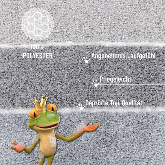 Homie Living Badteppich, Badematte kuscheliger Flauschiger weicher Flor | rutschfest und Waschbar Rio Marina (60 x 100 cm, grau Multi)