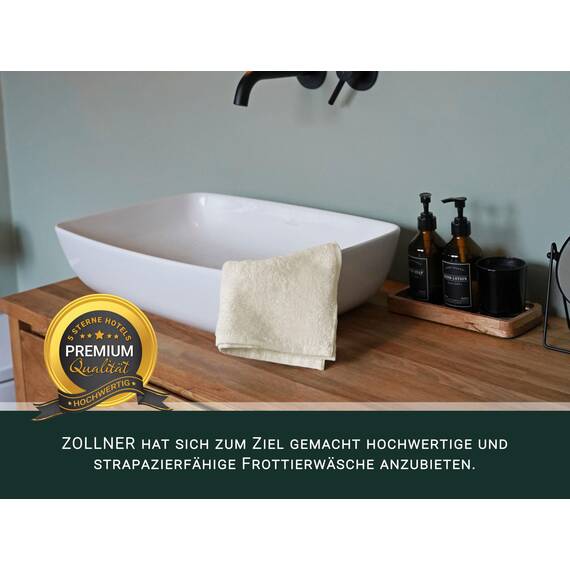 ZOLLNER 10er Set Seiftücher in 30x30 cm - saugstarke und weiche Waschlappen in beige - mit praktischem Aufhänger - waschbar bis 60°C - Baumwolle - Hotelqualität