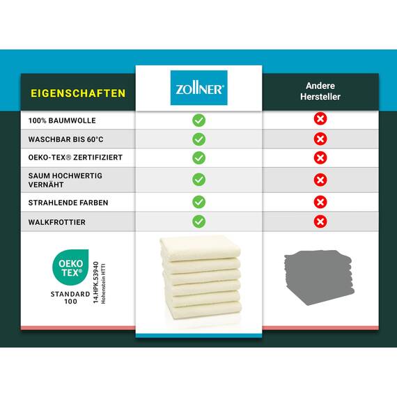 ZOLLNER 6er Set Handtücher in 50x100 cm - saugstarke und weiche Badetücher in beige - mit praktischem Aufhänger - waschbar bis 60°C - Baumwolle - Hotelqualität