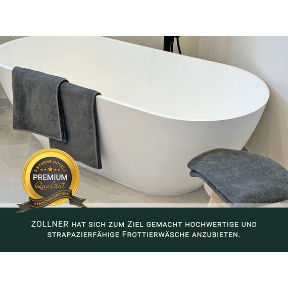 ZOLLNER 3er Set Duschtücher in 70x140 cm - saugstarke und weiche Badehandtücher in dunkelgrau - mit praktischem Aufhänger - waschbar bis 60°C - Baumwolle - Hotelqualität