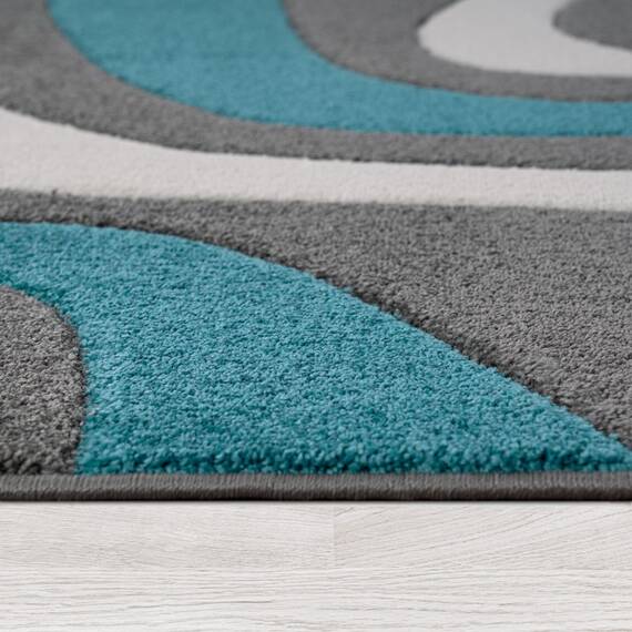 TT Home Wohnzimmer Teppich Moderner Kurzflor 3D Optik Geometrisches Wellen Design, Farbe:Türkis, Größe:160x230 cm