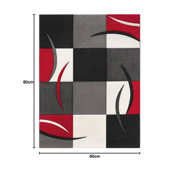 TT Home Wohnzimmer Teppich Moderner Kurzflor 3D Optik Geometrisches Wellen Design, Farbe: Rot 2, Größe:80x300 cm