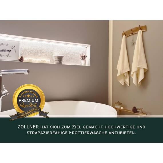 ZOLLNER 3er Set Duschtücher in 70x140 cm - saugstarke und weiche Badehandtücher in beige - mit praktischem Aufhänger - waschbar bis 60°C - Baumwolle - Hotelqualität