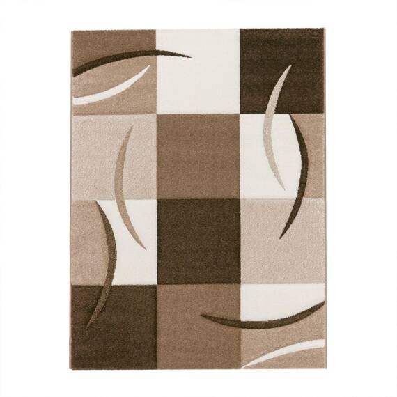 TT Home Wohnzimmer Teppich Moderner Kurzflor 3D Optik Geometrisches Wellen Design, Farbe: Braun 3, Größe:80x300 cm