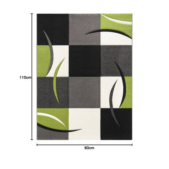 TT Home Wohnzimmer Teppich Moderner Kurzflor 3D Optik Geometrisches Wellen Design, Farbe:Grün, Größe:60x110 cm