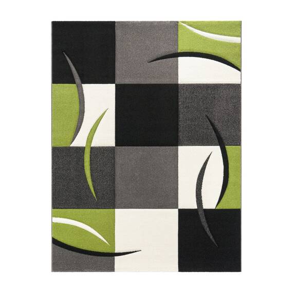 TT Home Wohnzimmer Teppich Moderner Kurzflor 3D Optik Geometrisches Wellen Design, Farbe:Grün, Größe:120x170 cm