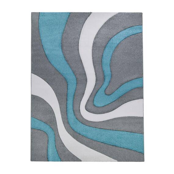 TT Home Wohnzimmer Teppich Moderner Kurzflor 3D Optik Geometrisches Wellen Design, Farbe:Türkis, Größe:160x230 cm