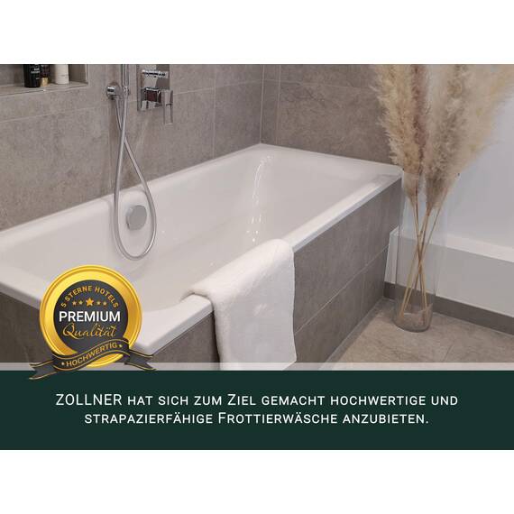 ZOLLNER 3er Set Duschtücher in 70x140 cm - saugstarke und weiche Badehandtücher in weiß - mit praktischem Aufhänger - waschbar bis 95°C - Baumwolle - Hotelqualität