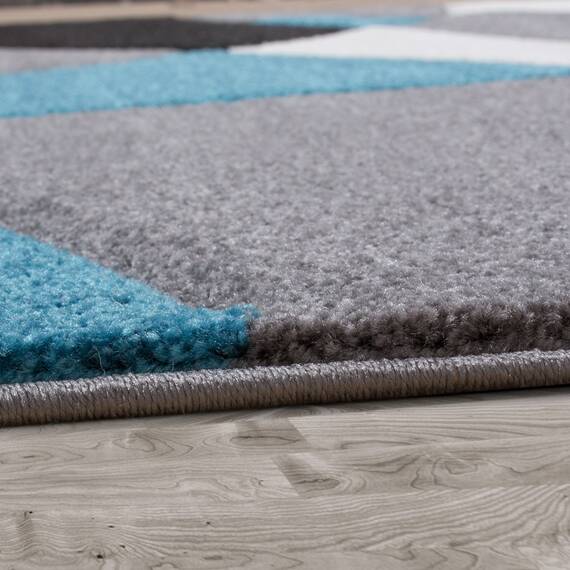 TT Home Wohnzimmer Teppich Moderner Kurzflor 3D Optik Geometrisches Wellen Design, Farbe:Türkis 3, Größe:80x150 cm