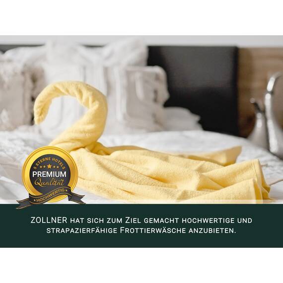 ZOLLNER 3er Set Duschtücher in 70x140 cm - saugstarke und weiche Badehandtücher in gelb - mit praktischem Aufhänger - waschbar bis 60°C - Baumwolle - Hotelqualität