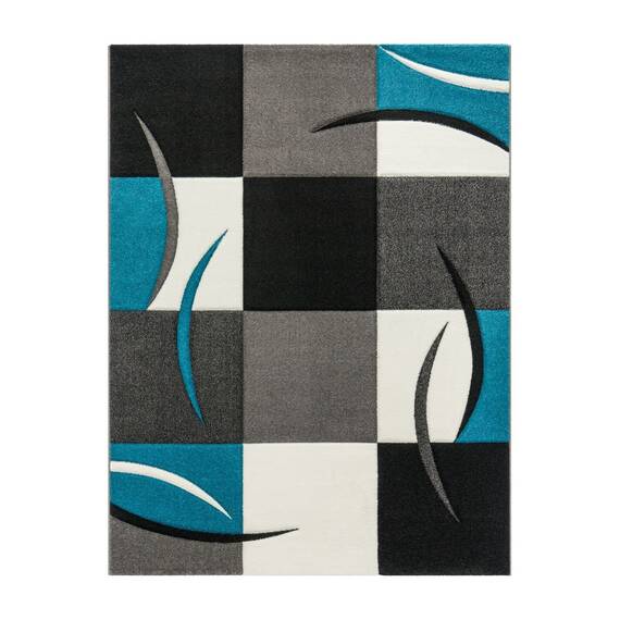 TT Home Wohnzimmer Teppich Moderner Kurzflor 3D Optik Geometrisches Wellen Design, Farbe:Türkis 2, Größe:160x230 cm