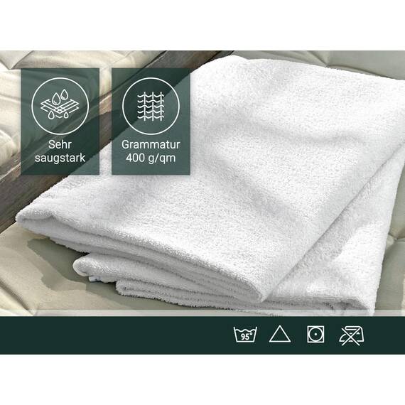 ZOLLNER 3er Set Duschtücher in 70x140 cm - saugstarke und weiche Badehandtücher in weiß - mit praktischem Aufhänger - waschbar bis 95°C - Baumwolle - Hotelqualität