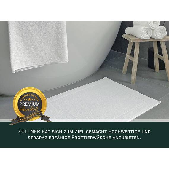 ZOLLNER 2er Set Badevorlagen in 50x70 cm - saugstarke und weiche Badematten in weiß - angenehmer Massageeffekt - waschbar bis 95°C - für Fußbodenheizung geeignet - Baumwolle - Hotelqualität