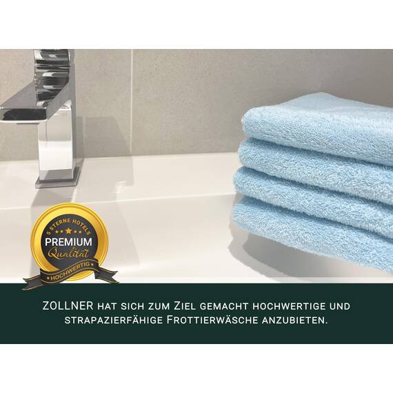 ZOLLNER 6er Set Handtücher in 50x100 cm - saugstarke und weiche Badetücher in hellblau - mit praktischem Aufhänger - waschbar bis 60°C - Baumwolle - Hotelqualität