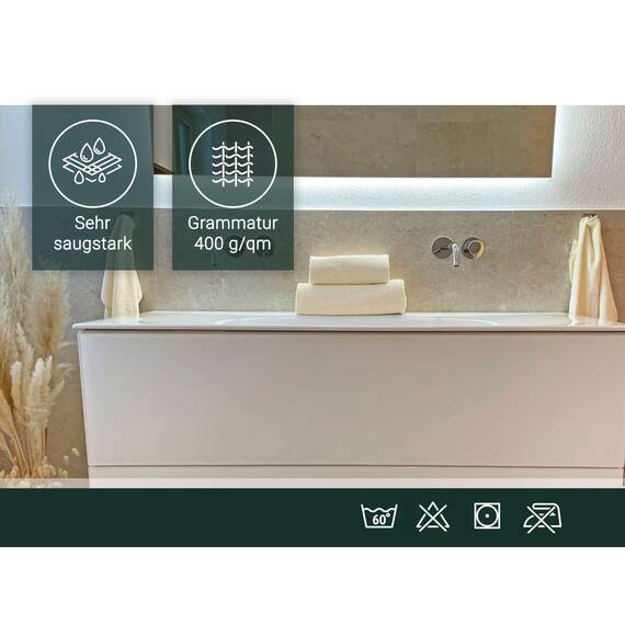 ZOLLNER Handtuch Set aus 4 Handtücher 50x100 cm & 2 Duschtücher 70x140 cm - saugstarke und weiche Tücher in beige - mit praktischem Aufhänger - waschbar bis 60°C - Baumwolle - Hotelqualität