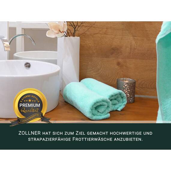 ZOLLNER 6er Set Handtücher in 50x100 cm - saugstarke und weiche Badetücher in Mint - mit praktischem Aufhänger - waschbar bis 60°C - Baumwolle - Hotelqualität