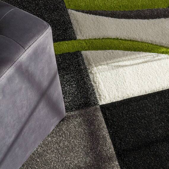 TT Home Wohnzimmer Teppich Moderner Kurzflor 3D Optik Geometrisches Wellen Design, Farbe:Grün, Größe:200x290 cm