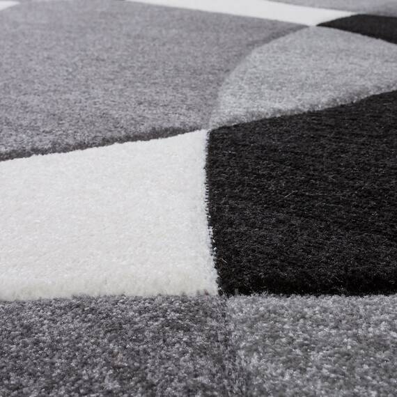 TT Home Wohnzimmer Teppich Moderner Kurzflor 3D Optik Geometrisches Wellen Design, Farbe:Schwarz-Weiß 2, Größe:120x170 cm