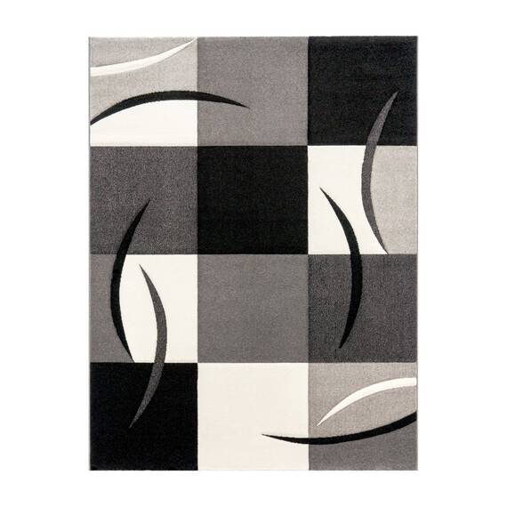 TT Home Wohnzimmer Teppich Moderner Kurzflor 3D Optik Geometrisches Wellen Design, Farbe: Schwarz-Weiß, Größe:160x230 cm