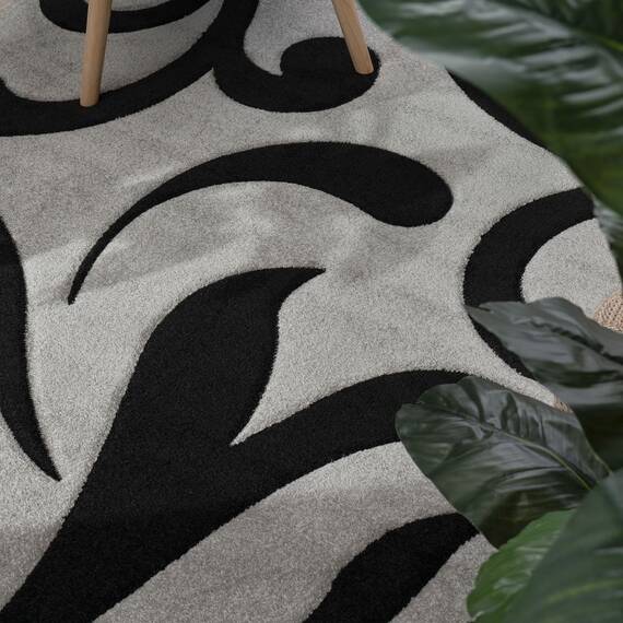 TT Home Wohnzimmer Teppich Moderner Kurzflor 3D Optik Geometrisches Wellen Design, Farbe:Grau, Größe:60x110 cm