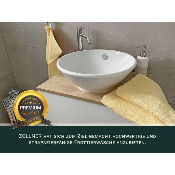 ZOLLNER 6er Set Handtücher in 50x100 cm - saugstarke und weiche Badetücher in gelb - mit praktischem Aufhänger - waschbar bis 60°C - Baumwolle - Hotelqualität