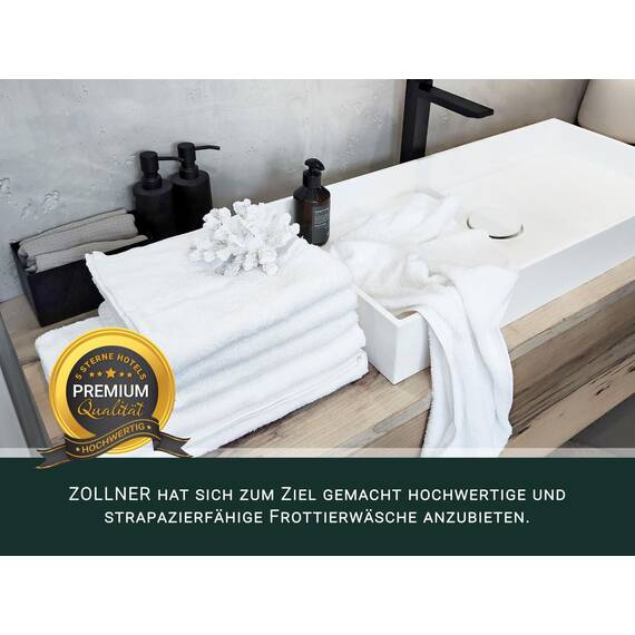 ZOLLNER Handtuch Set aus 4 Handtücher 50x100 cm & 2 Duschtücher 70x140 cm - saugstarke und weiche Tücher in weiß - mit praktischem Aufhänger - waschbar bis 95°C - Baumwolle - Hotelqualität