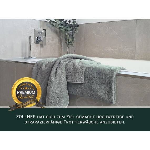 ZOLLNER 3er Set Duschtücher in 70x140 cm - saugstarke und weiche Badehandtücher in hellgrau - mit praktischem Aufhänger - waschbar bis 60°C - Baumwolle - Hotelqualität