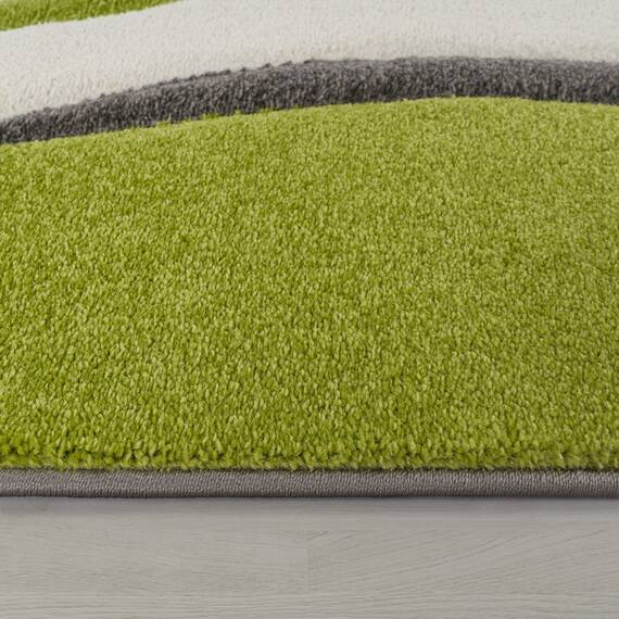 TT Home Wohnzimmer Teppich Moderner Kurzflor 3D Optik Geometrisches Wellen Design, Farbe:Grün, Größe:60x110 cm