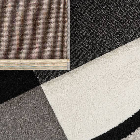 TT Home Wohnzimmer Teppich Moderner Kurzflor 3D Optik Geometrisches Wellen Design, Farbe: Schwarz-Weiß, Größe:200x290 cm