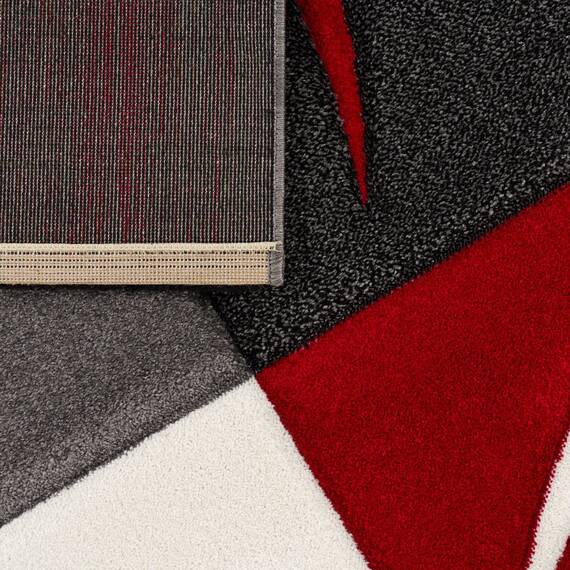 TT Home Wohnzimmer Teppich Moderner Kurzflor 3D Optik Geometrisches Wellen Design, Farbe: Rot 2, Größe:200x290 cm