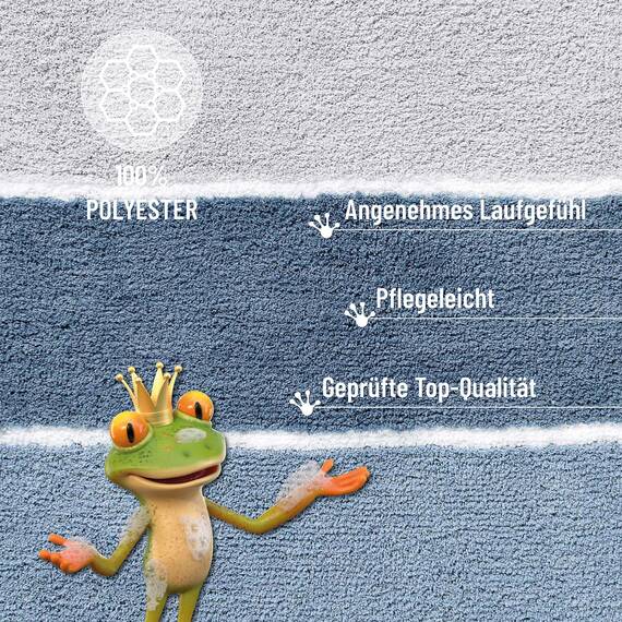 Homie Living Badteppich, Badematte kuscheliger Flauschiger weicher Flor | rutschfest und Waschbar Rio Marina (55 x 65 cm, Rauch blau)