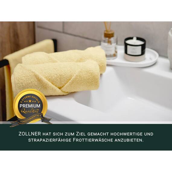 ZOLLNER 10er Set Handtücher in 50x100 cm - saugstarke und weiche Duschtücher in gelb - mit praktischem Aufhänger - waschbar bis 60°C - Baumwolle - Hotelqualität