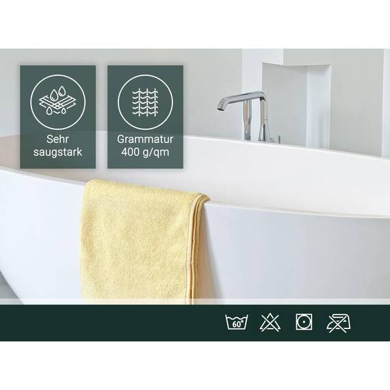 ZOLLNER Handtuch Set aus 4 Handtücher 50x100 cm & 2 Duschtücher 70x140 cm - saugstarke und weiche Tücher in gelb - mit praktischem Aufhänger - waschbar bis 60°C - Baumwolle - Hotelqualität