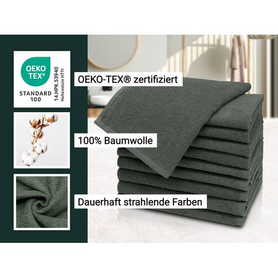 ZOLLNER 19-tlg. Handtuch Set: 10x Gästehandtücher (30x50 cm), 6x Handtücher (50x100 cm), 3x Duschtücher (70x140 cm), weich und saugstark, waschbar bis 60°C, Baumwolle, anthrazit