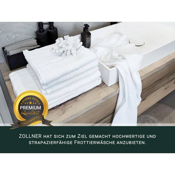 ZOLLNER 10er Set Handtücher in 50x100 cm - saugstarke und weiche Duschtücher in weiß - mit praktischem Aufhänger - waschbar bis 95°C - Baumwolle - Hotelqualität