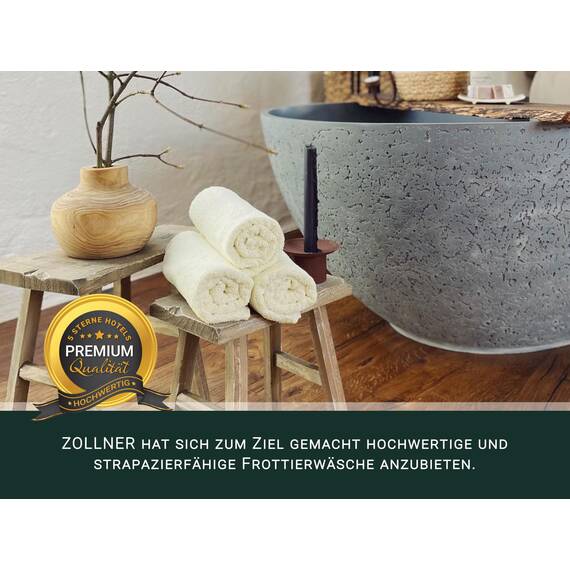 ZOLLNER 10er Set Handtücher in 50x100 cm - saugstarke und weiche Duschtücher in beige - mit praktischem Aufhänger - waschbar bis 60°C - Baumwolle - Hotelqualität
