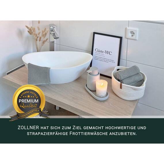 ZOLLNER 10er Set Seiftücher in 30x30 cm - saugstarke und weiche Waschlappen in hellgrau - mit praktischem Aufhänger - waschbar bis 60°C - Baumwolle - Hotelqualität