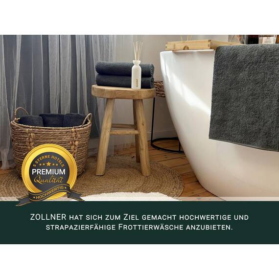 ZOLLNER 10er Set Handtücher in 50x100 cm - saugstarke und weiche Duschtücher in dunkelgrau - mit praktischem Aufhänger - waschbar bis 60°C - Baumwolle - Hotelqualität