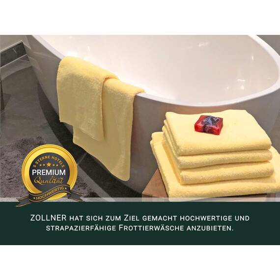 ZOLLNER Handtuch Set aus 4 Handtücher 50x100 cm & 2 Duschtücher 70x140 cm - saugstarke und weiche Tücher in gelb - mit praktischem Aufhänger - waschbar bis 60°C - Baumwolle - Hotelqualität